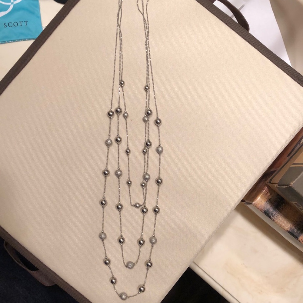 Cute long layered silver necklace!